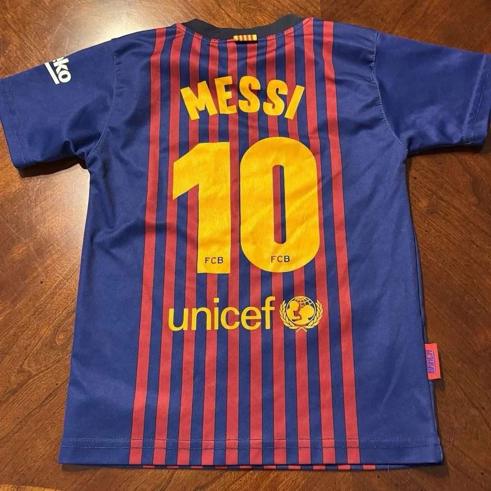FCB Barcelona Messi Unisef Kids Striped Jersey Size 6 Rakuten Soccer Team